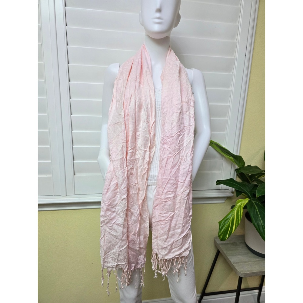 Pink Fringe Pashmina Long Wide Scarf OSFM